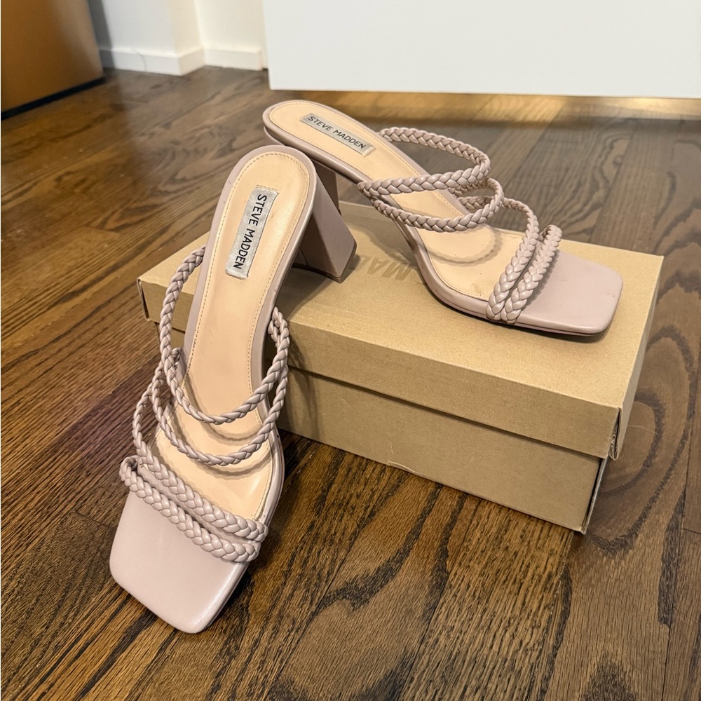 Steve Madden Dion Taupe Braided Leather Sandals